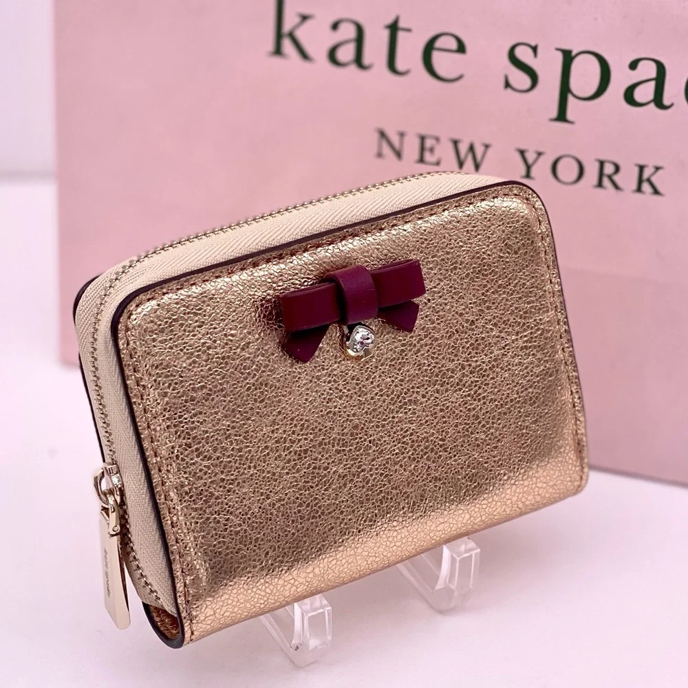 Kate Spade Wrapping Party Small Zip Cardcase, Glittering Rose Metallic